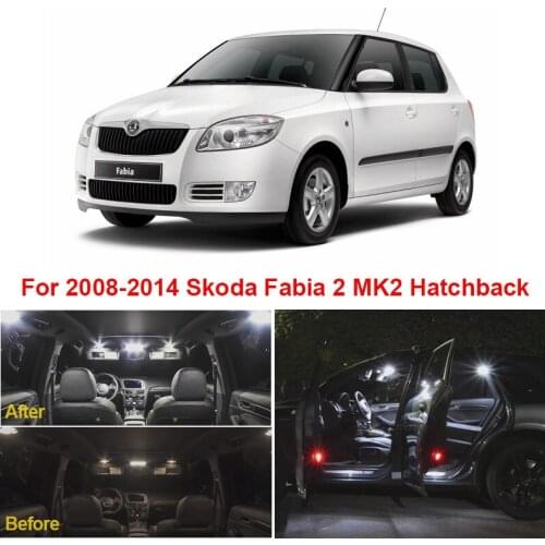 16pcs Canbus Error Free LED Bulbs Interior Dome Light Kit For Skoda Fabia 2 MK2 Hatchback 2008-2014 Door License Plate Lamp