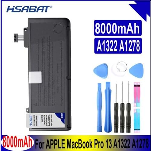 HSABAT A1322 8000mAh Battery for APPLE MacBook Pro 13 " Unibody A1278 MC700 MC374 Mid 2009 2010 2011 2012 Batteries