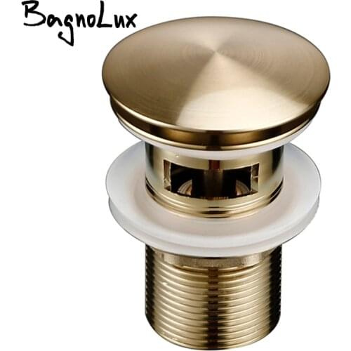 Bagnolux Luxury Brush Gold Brass Bathroom Sink Drainer Circular Pop-Up Antifouling And Corrosion Resistance Wash Basin Drainer