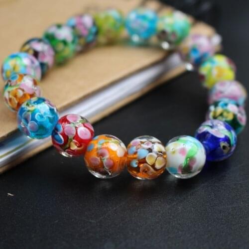 20Pcs 10mm 12mm 14mm 16mm Handmade Glass lampwork beads Flower Beads mix Color for jewelry making Wholesale and Retail