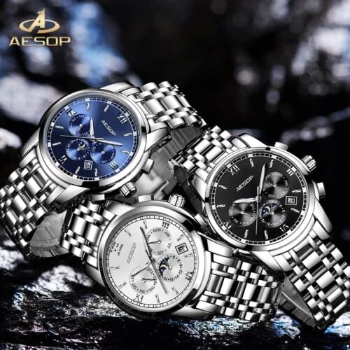 Luxury Mens Watch Business Casual Mechanical Watch Waterproof 30M Luminous Small Three Hands Reloj de hombre