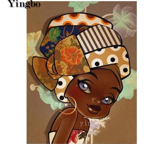 Photo custom diy diamond embroidery Cartoon african girl diamond painting full square round drill diamond mosaic art home decor