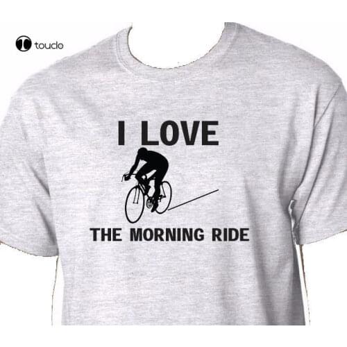 Summer Tee Shirt I Love The Morning Ride T Shirt Cyclings Bikes Helmet Tires Race Custom T-Shirt