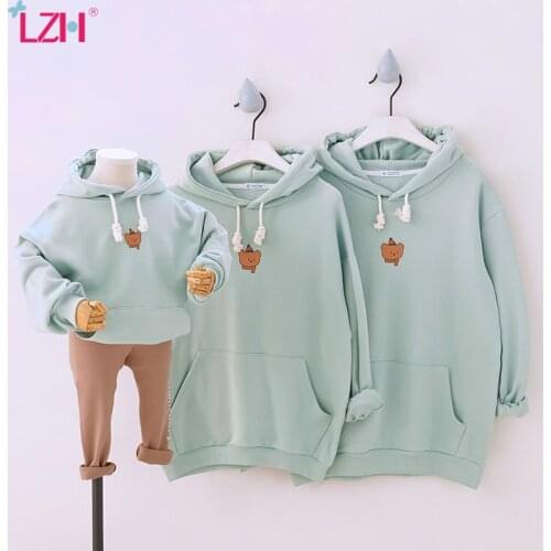 LZH 2021 Hooded Sweater Same Sets For Family Autumn Family Matching Costume Long Sleeve Sweater Romper For My And Mom And Dad