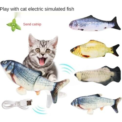 Pet Soft Electronic Fish Shape Cat Toy Electric USB Charging Simulation Fish Toys Funny Cat Chewing Playing Supplies Dropshiping