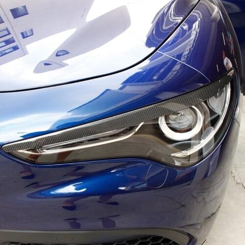 Carbon Fiber Car Headlight Lamp Eyebrow Decoration Cover for Alfa Romeo Stelvio Exterior Decoration Modification Accessorie
