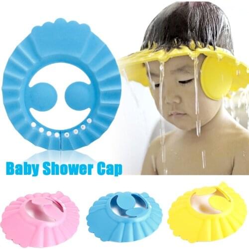 Newest Adjustable High Quality Fashion Secure Cute Baby Kids Shampoo Bath Bathing Shower Cap Hat With Ear Wash Hair Shield#92531