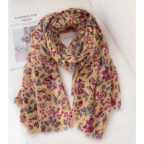 2020 New Spring Ombre Flower Print Scarves Shawls Women Long Soft Trendy Floral Fringe Scarf Wrap Hijab Muffler Free Shipping
