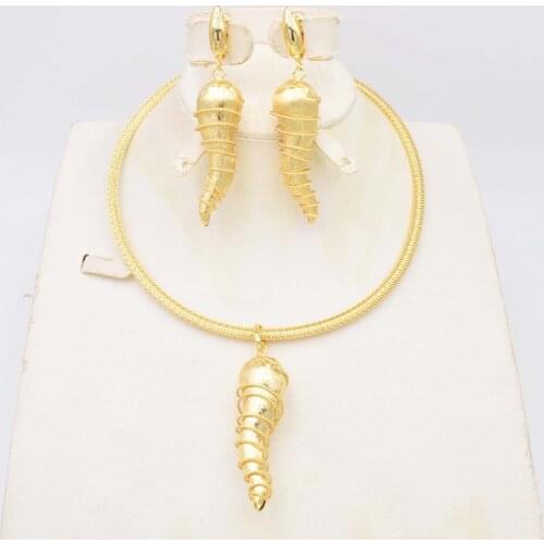New High Quality Dubai gold big Jewelry Set Gold color Nigerian Wedding African Jewelry Sets Parure Bijoux Femme