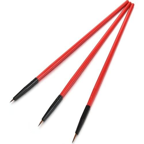 New Red 3pcs/set Nail Art Professional Liquid Hook Line Nail Supplies Design Manicure Tools Drawing Brushes UV Gel Painted