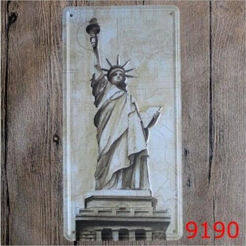 15x30cm Statue of Liberty Printing Tin Signs Iron License Plate Antique Metal Tin Painting Shop Decor Pub Wall Sticker