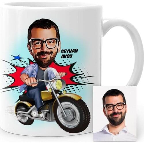 Personalized Biker Cartoon White Mug Cup