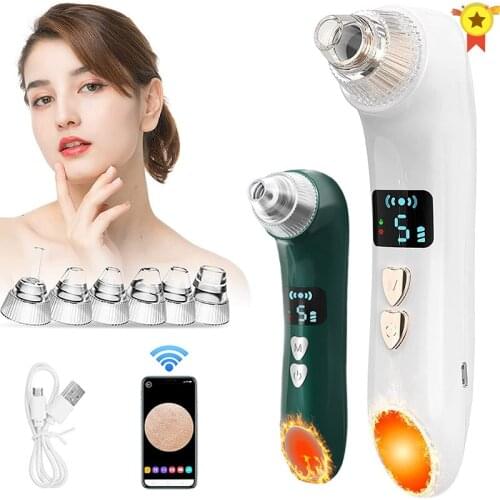 Heating Blackhead Remover Pore Vacuum Cleaner For Nose Face Skin Acne Sucker Rechargeable LCD Display Suction Spot Removal Tools
