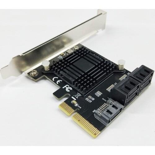 QINDIAN Add On Cards PCIE SATA Controller PCI-E SATA Hub/Card PCIE to SATA 3.0 Card 5-Port SATA3 SSD PCI Express X4 Gen3 Adapter