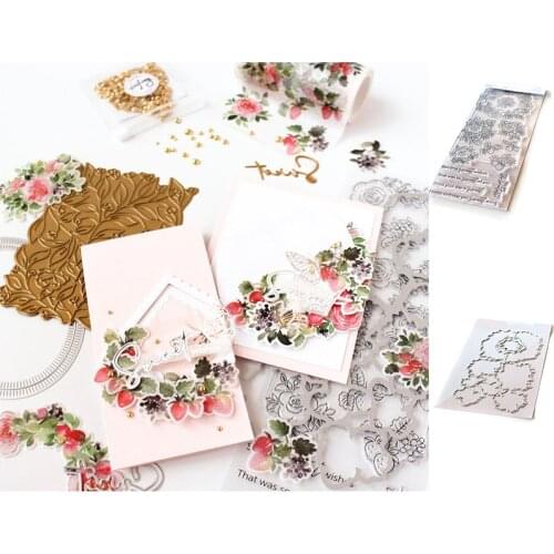 Strawberry Flowers Cutting Dies Stamps Scrapbooking Craft Embossing Make Paper Greeting Card Diy Handmade 2021 New Arrival Hot