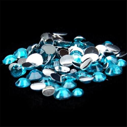 2MM 3MM 4MM 5MM 6MM Bling Zircon Blue Color Non HotFix Resin Rhinestones Flatback Resin Stones no Glue for Arts Decoration
