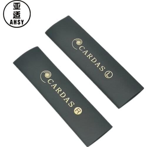 AHSY 20pcs 13mm diameter black audio PVC gold printing CARDAS right and left logo arrows heat shrinkable silicone rubber tube