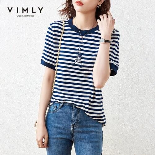 Женские полосатые футболки Vimly China At AliExpress