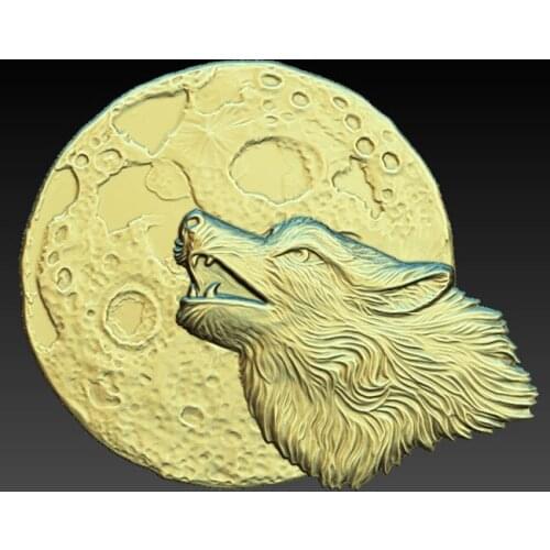 Wolf howl 3D model relief for cnc or 3D printers in STL file format