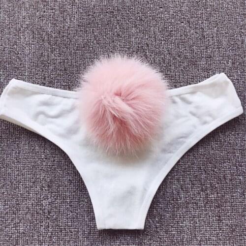 100%Handmade kawaii Women Sexy Panties Big Cute Rabbit Tail Cotton Briefs Female Underwear Seamless Lingerie costume cosplay
