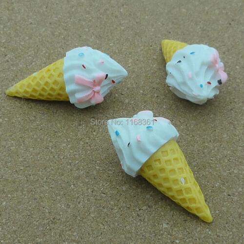 1pcs/lot resin solid bow ice cream cones 38mm Cabochons Hair Bow Center Card Frame Making Craft DIY B402-3