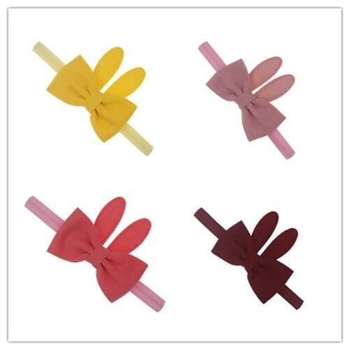 24pcs Fashion Cute Bow Rabbit Ears Soft Hairbands Bowknot Bunny Headbands Princess Easter Headwear Newborn Hair Accessories