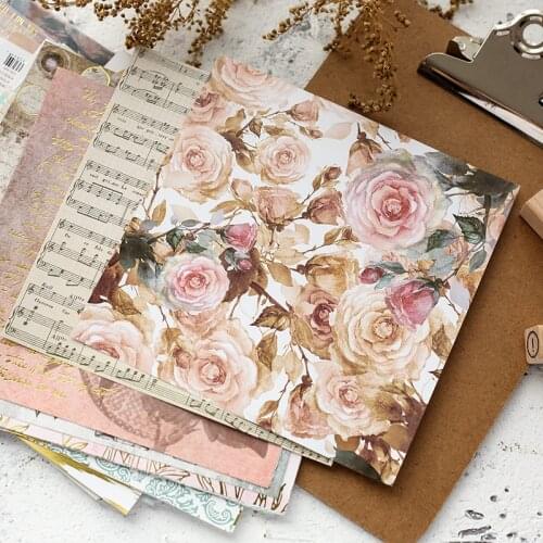 4 sets 6 Inch Bronzing Scrapbook Paper Pad Hand Account Material Flower Decoration Paper DIY Background Paper Card Making Diary