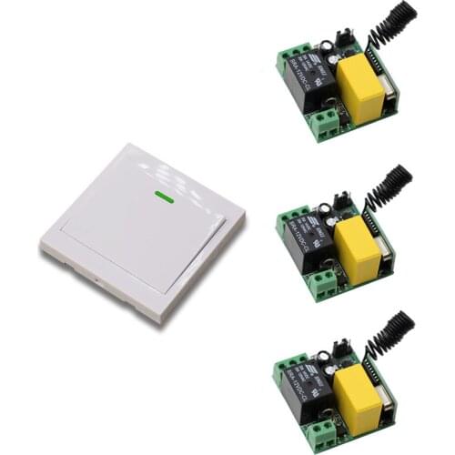 AC 220V 1CH Channel Remote Control Switch 3Pcs Receiver + Wall Panel Transmitter Home Room Stairway Light Lamp Bulb LED RX TX