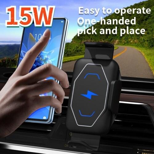Car Phone Holder 15W Fast Wireless Charger ForGalaxy z Fold 2 Xiaomi Mix Fold OnePlus 9 Pro Fast Charging Mobile Phone Holder