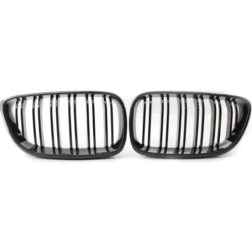 A Pair Car Front Bumper Grill For BMW F22 F23 F87 2 Series 220i 228i 230i 2012-2019 Carbon Fiber Look Front Kidney Grille