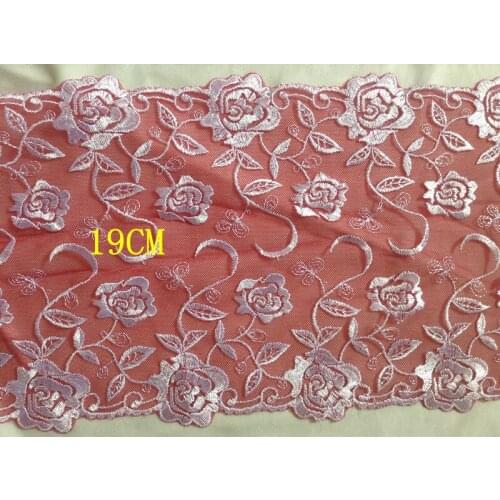 FREE SHIPPING top quality 19cm soft nylon net base dyed yard polyester embroidery lace trim,XERY1016A