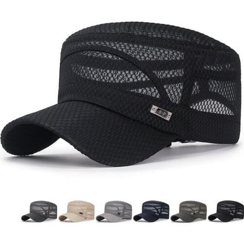 Spring Summer Fashion Hollow Out Breathable Man Baseball Cap Adjustable Sun Protection Pattern Embroidery Big Brim Cap