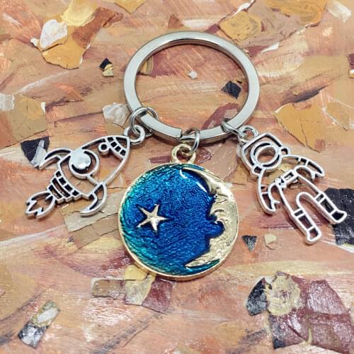 Keychain Space Astronaut Rocket Pendant Keyring Souvenir Gift Jewelry Wholesale