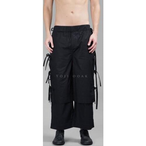 Tassel deconstructed double-layer nine-point pants and streamers casual mens trousers