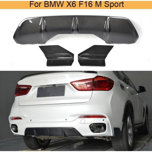 Rear Bumper Lip Diffuser spoiler for BMW F16 X6 M Sport SUV 2015 - 2017 With Splitters apron Carbon Fiber Car-Styling