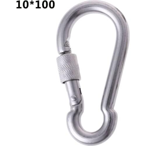 Stainless Steel Carabiner With Screw Lock Snap Hook Safety Buckle EDC Keychain U2JB
