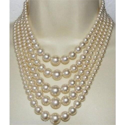 Classic five strands south sea white pearl necklace17-21inch