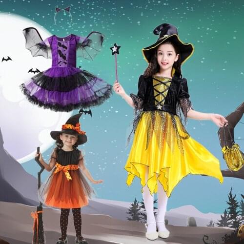 Witches Halloween Costumes Children Cosplay Role Stage Performance Clothing 2021 New Cosplay Costume Princess Dress Party Dress
