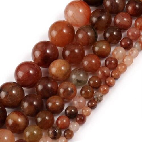 Natural Stone Quartz Rutilated Round Stone Beads For Jewelry Making Handmade Diy Necklace Bracelet 4 6 8 10mm 15Inches Wholesale