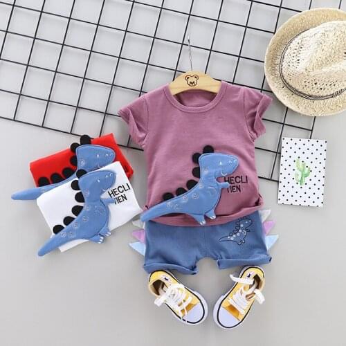 Summer Baby Boys Suit Cartoon Dinosaur Clothing Set for Boys Casual Clothes Set Top Shorts Infant Sport Suits Kids Clothes
