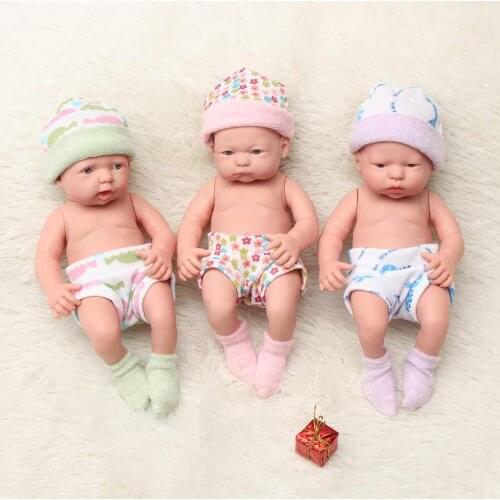 26cm 9.5inch Small Lifelike Newborn Baby Doll Realistic Soft Vinyl Reborn Baby Dolls Baby Bed Toys Kids Toddler Sleeping Toys
