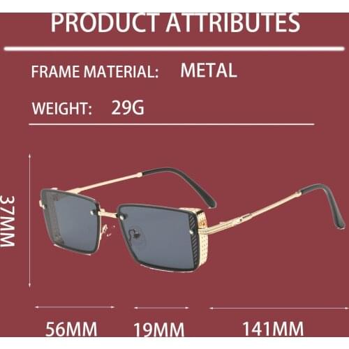 Metal Punk Rectangle Sunglasses Women Luxury Brand Design 2021 Multicolor Street Style Sun Glasses Men Exquisite Elegant Eyewear
