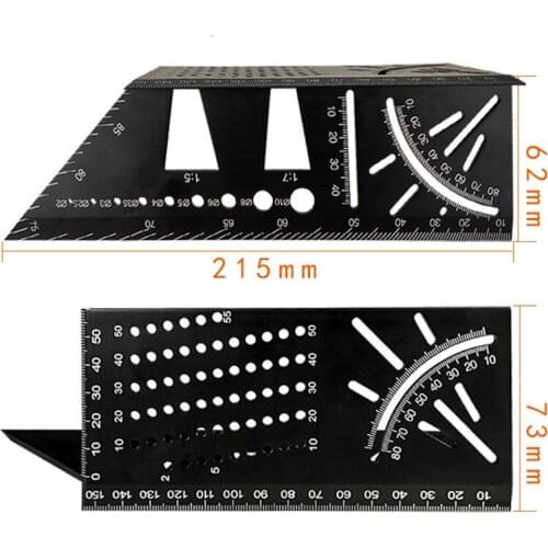 New Arrival Aluminum Alloy Multifunctional Angle Ruler With 45 Degrees And 90 Degrees Over-line Angle Ruler Hand Tools Meter