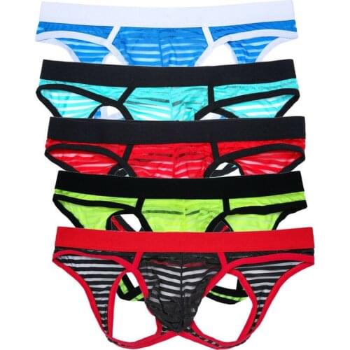 5PCS/Lots Mens Underwear Jockstrap SexyThong G-string Mesh Transparent Slip Homme Panties String Thongs Exotic Open Butt Tanga