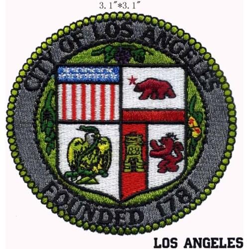 City of Los Angeles Seal 3.1"diameter embroidery patch for the animals/light blue/flag patch