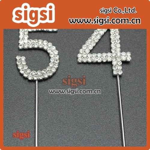 Small size number crystal rhinestone cake topper garments