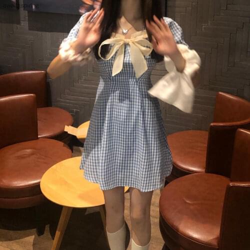 2021 Summer New Dress Waist Waist Was Thin, Gentle and Sweet Fashion Niche Plaid Waist Waist Was Thin Temperament A-line Skirt