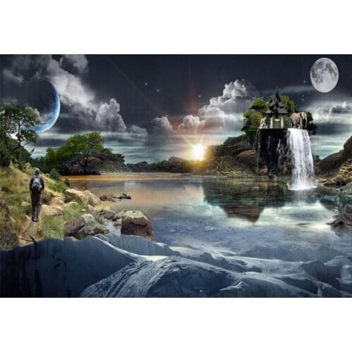 Full Round drill 5D DIY Diamond embroidery Landscape Waterfall House Diamond Painting Cross Stitch Rhinestone Mosaic decoration