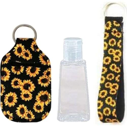 Portable 1 oz Refillable Empty Travel Bottles with Keychain Holder Set Wristlet Keychain Bottle Container with Flip Caps