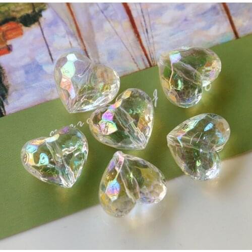 Clear AB Colors Faceted Crystal Glass Heart Beads Necklace Pendants Ornament Accessories Earring Jewelry Charms 19*17mm 60pcs